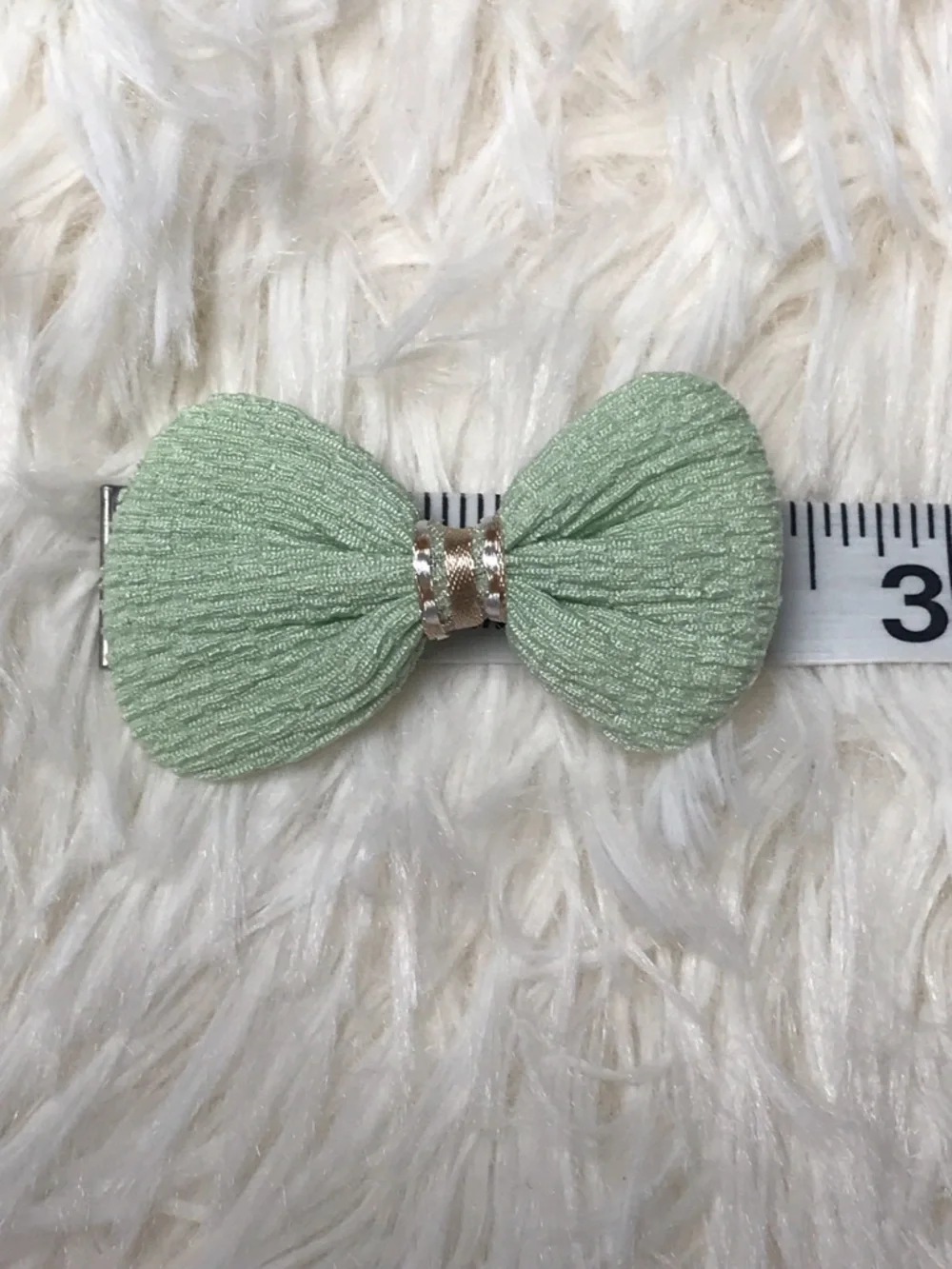 Ouchless Mint Green Fabric Dog Bow Hair Clips - Pair